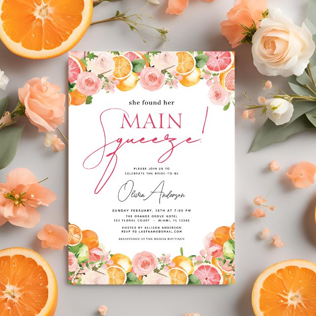 Invitation Orange de la Fête des mariées principale en agrume (Créateur téléchargé)