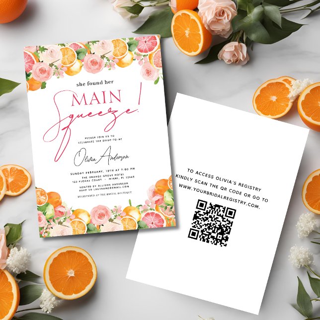 Invitation Orange de la Fête des mariées principale en agrume (Créateur téléchargé)