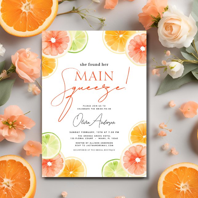 Invitation Orange de la Fête des mariées principale en agrume (Créateur téléchargé)