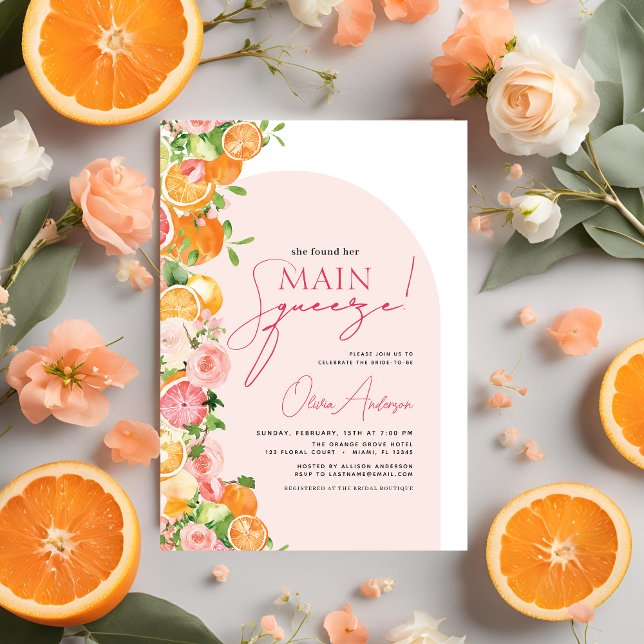 Invitation Orange de la Fête des mariées principale en agrume (Créateur téléchargé)