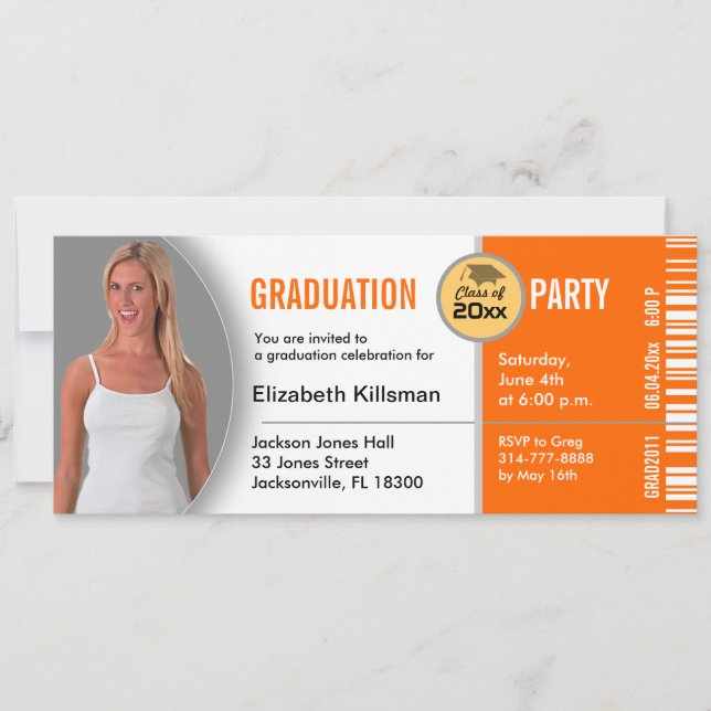 Invitation Orange de l'invitation TKT313 de partie de billet (Devant)