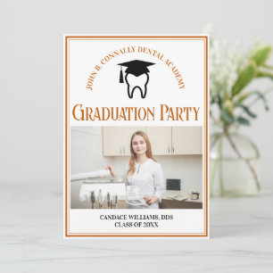 Invitation Orange Dental School Photo Custom Graduation Party