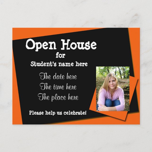 Invitation Orange et black open house (Devant)