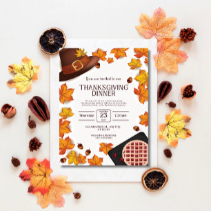 Invitation Orange et Brown automne Thanksgiving Dîner Invitat