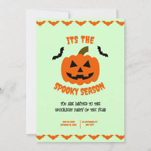 Invitation Orange et Noir Halloween effrayant, Fête d'Hallowe