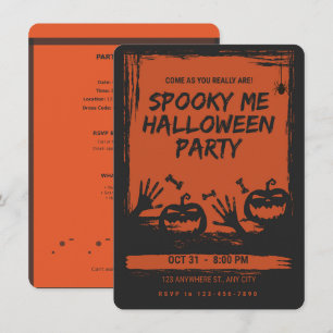 Invitation orange et noir pour une soirée d'Hallow