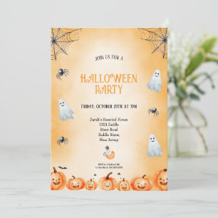 INVITATION ORANGE ET WHAT ET BLACK HALLOWEEN PARTY