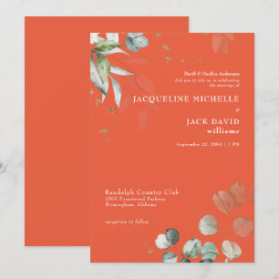 Invitation Orange Eucalyptus Elegance Mariage de parents