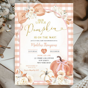 Invitation Orange Fall Floral Coquette Citrouille Baby shower
