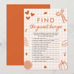 Invitation Orange Fall Trouvez l'invité Bingo Baby shower jeu