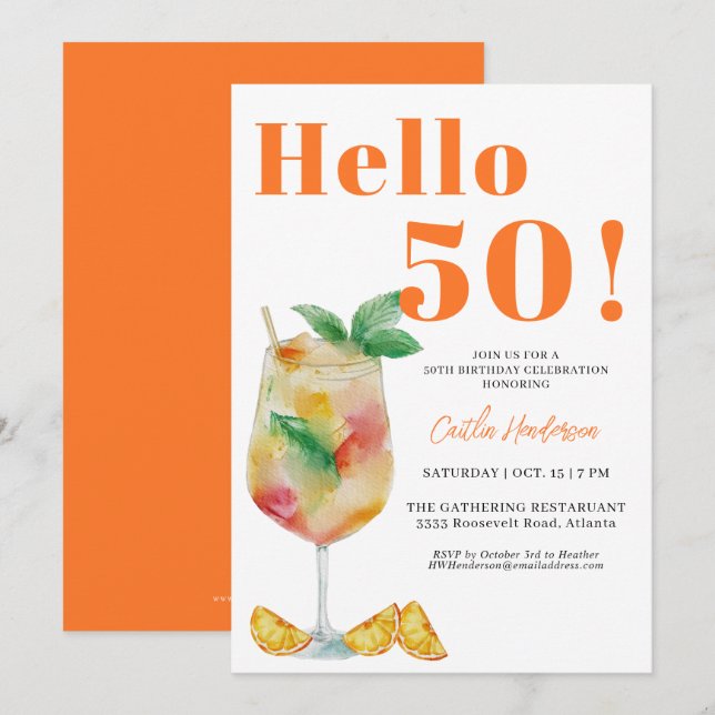 Invitation Orange Fun Drink 50e anniversaire (Devant / Derrière)