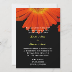 Invitation Orange gerbera fleur marguerite mariage chrétien