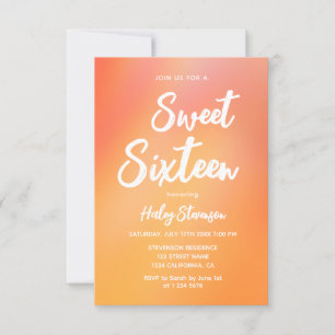 Invitation Orange Gradient Moderne tendance Sweet 16 Annivers