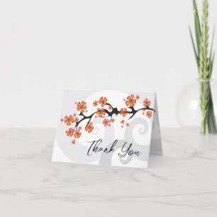 Invitation Orange Hibiscus Fusion Grey Swirl Mariage Tropical