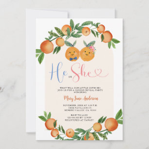 Invitation Orange Il ou Elle Verdure Floral Genre Reveillez