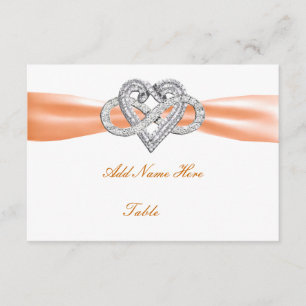 Invitation Orange Infinity Heart Mariage Table Place Card