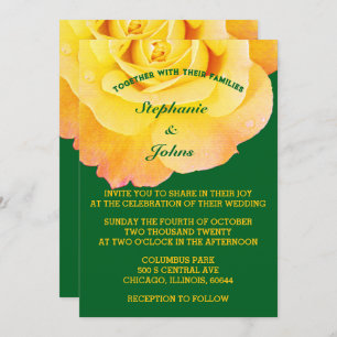 Invitation Orange Jaune Forêt Florale Vert Boho Mariage