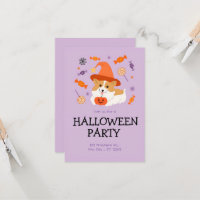 Orange & Lilac Cute Dog Halloween Party