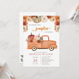 Invitation Orange Little Citrouille Premier anniversaire