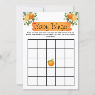Invitation Orange Little Cutie Baby shower Bingo