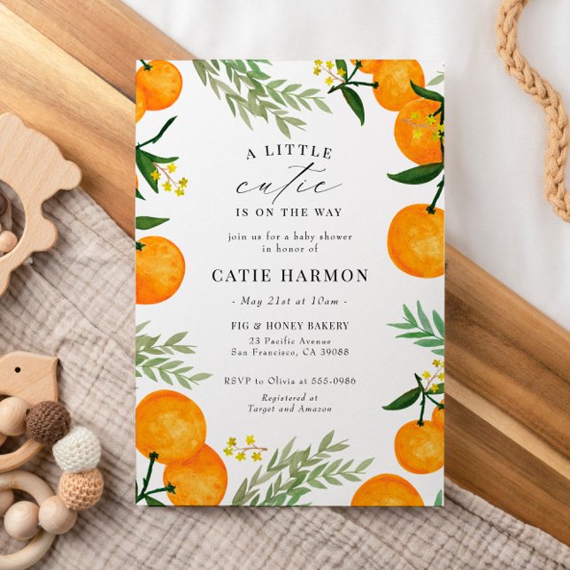 Invitation Orange Little Cutie sur le chemin Baby shower (Créateur téléchargé)