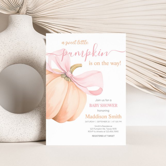 Invitation Orange Little Pumpkin Baby Shower (Elegant Pumpkin Baby Shower Invitation)