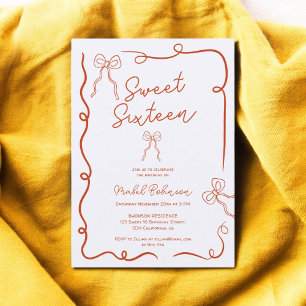 Invitation Orange mignon cordes rubans illustrations Sweet 16