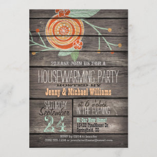 Invitation Orange & Mint Green; Soirée Rustique