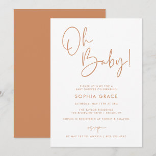 Invitation Orange Moderne Boho Baby shower neutre genre