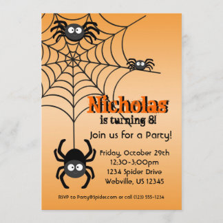 Invitation orange noir de partie de Hallowen de