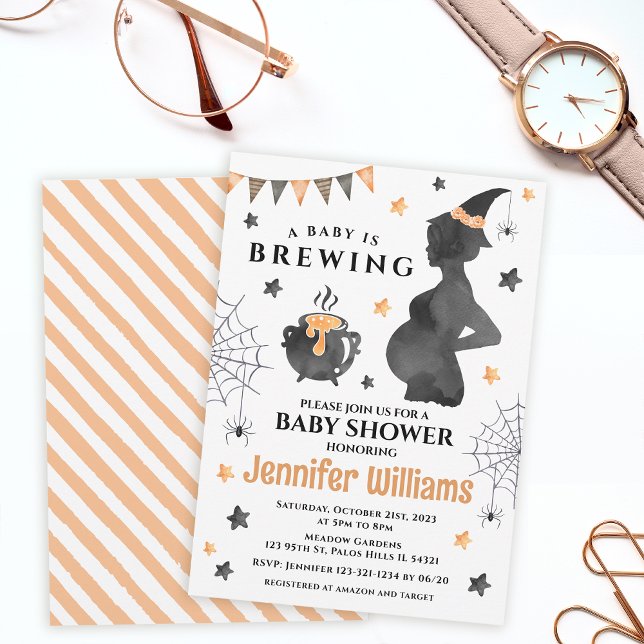 Invitation Orange noir un bébé brasse du baby shower sorcier (Créateur téléchargé)