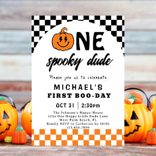 Invitation Orange One Éffrayant Dude Halloween 1er anniversai