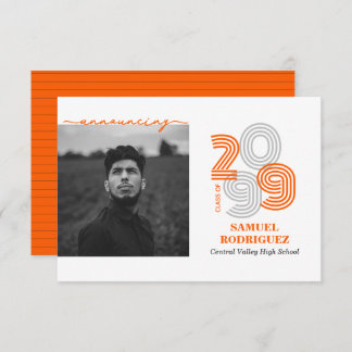 Invitation Orange Retro Big Numbers Classe de photo