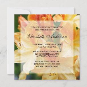 Invitation Orange Rhododendron Flowers 80e anniversaire