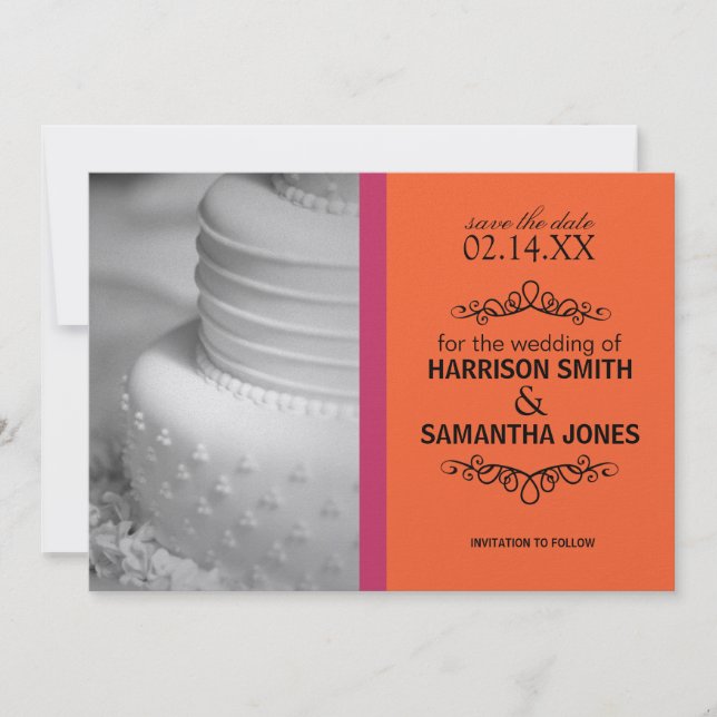 Invitation Orange & rose Enregistrer la date Annonces Mariage (Devant)
