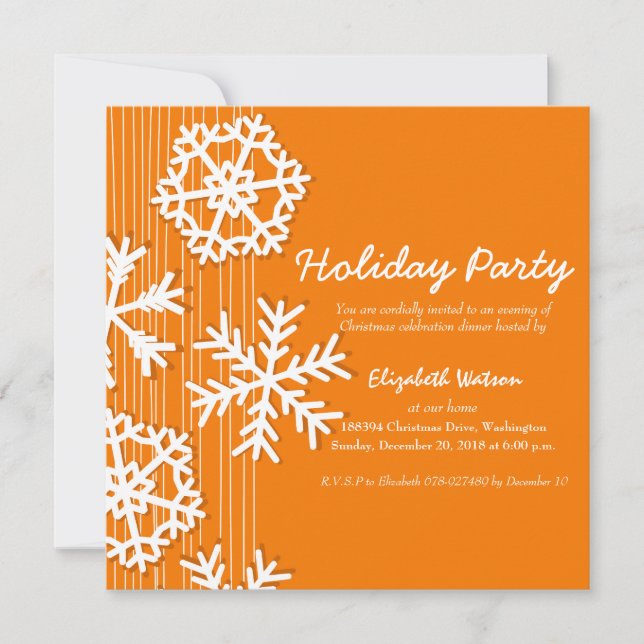 Invitation Orange Snowflakes (Devant)