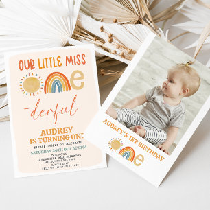 Invitation Orange Sun Rainbow Miss Onederday 1er anniversaire