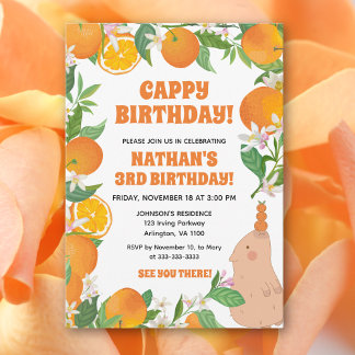 Invitation Orange Tangerine Capybara Enfants Amusants Fun Cap