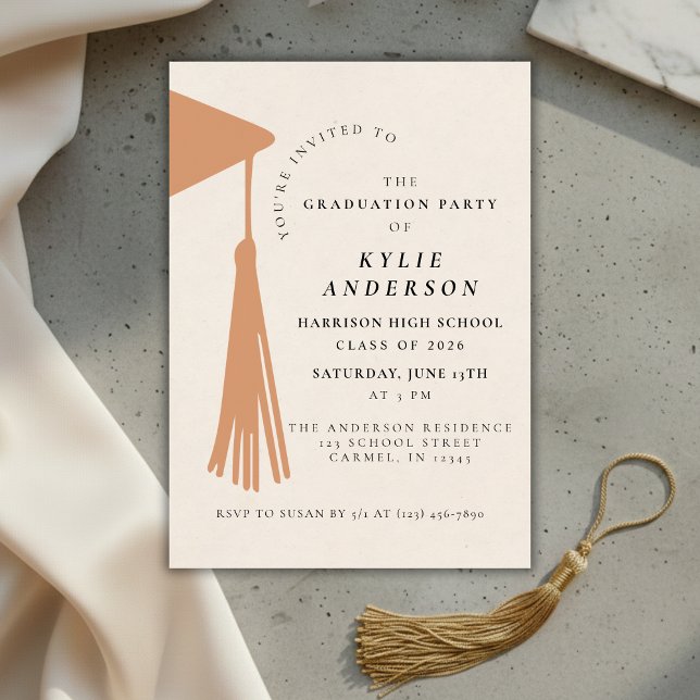 Invitation Orange Tassel High School Graduation Party (Orange Tassel High School Graduation Party Invitation)