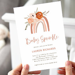 Invitation Orange Terracotta Boho | Arc-en-ciel Bébé