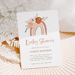 Invitation Orange Terracotta Boho | Baby shower arc-en-ciel