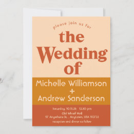 Invitation Orange Terracotta Moderne Rétro 5x7