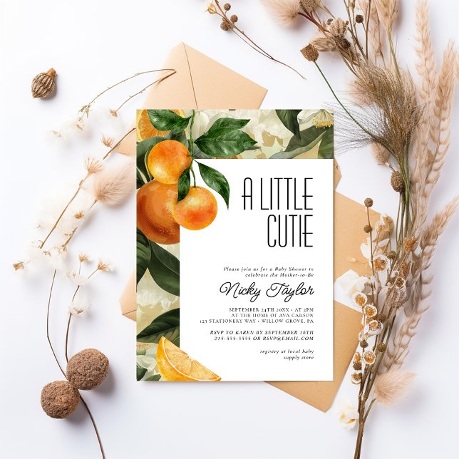 Invitation Orange Un Petit Baby shower De Citrus À La Cutie (Créateur téléchargé)