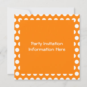 Invitation Orange uni avec des pois blancs