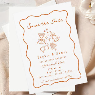 Invitation orange Whimsical Doodle Mariage tendance
