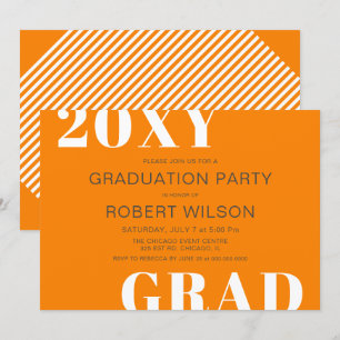 Invitation Orange White Bold Typography Graduation Party