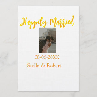 Invitation Orange yellow retro photo happily married couple