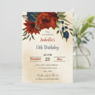 Invitation oranger brûlé fleurs de la marine anniversaire bot