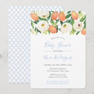 Invitation Oranges d'hiver Bleu Bleu Blanc Baby shower garçon