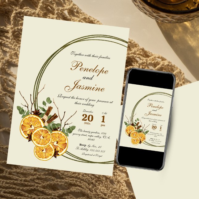 Invitation Oranges d'hiver tranches agrumes mariage (Créateur téléchargé)